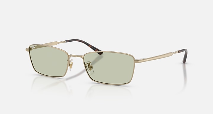 Ray-Ban RB8069D TITANIUM Gold with Light Green Solid Color lenses - Quarter