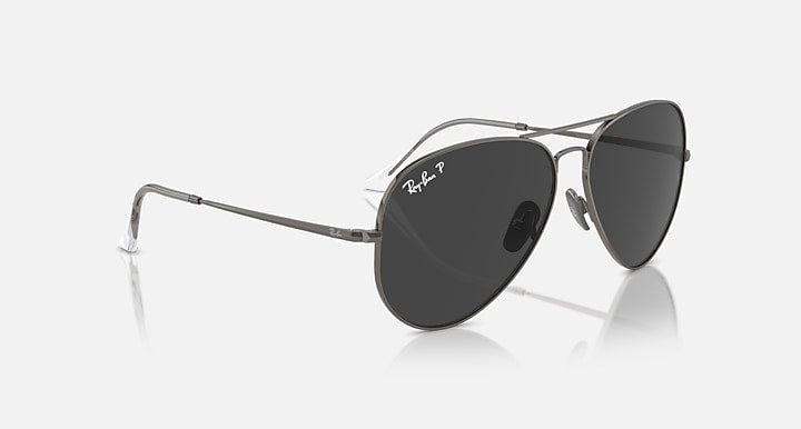 Ray-Ban AVIATOR TITANIUM Gunmetal with Black Polarized Solid Color lenses - Alternative