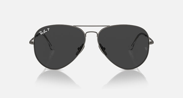Ray-Ban AVIATOR TITANIUM Gunmetal with Black Polarized Solid Color lenses - Front
