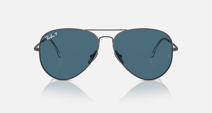 Ray-Ban AVIATOR TITANIUM POLARIZED+ LENSES Gunmetal with Blue Polarized+ Polarized+ lenses - Front
