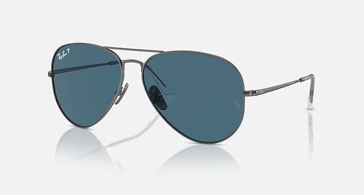 Ray-Ban AVIATOR TITANIUM POLARIZED+ LENSES Gunmetal with Blue Polarized+ Polarized+ lenses - Quarter