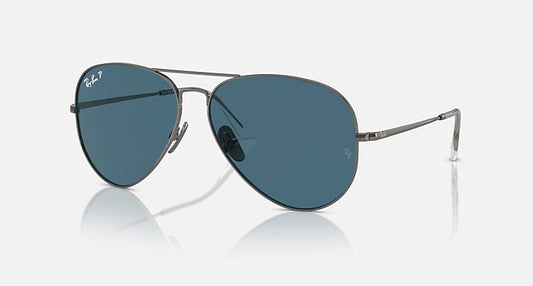 Ray-Ban AVIATOR TITANIUM POLARIZED+ LENSES Gunmetal with Blue Polarized+ Polarized+ lenses - Quarter