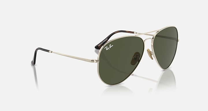 Ray-Ban AVIATOR TITANIUM Arista Gold with Green Solid Color lenses - Alternative