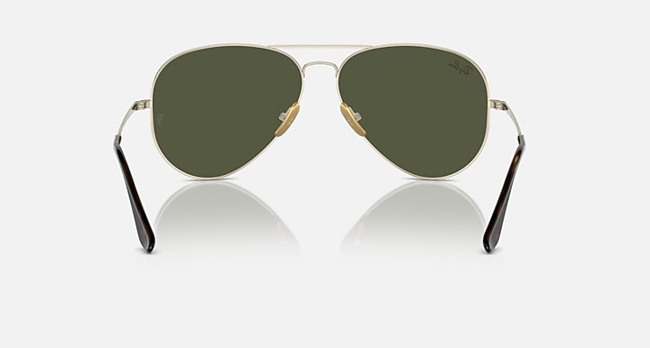 Ray-Ban AVIATOR TITANIUM Arista Gold with Green Solid Color lenses - Back