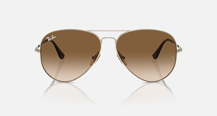 Ray-Ban AVIATOR TITANIUM Arista Gold with Clear & Brown Gradient lenses - Front