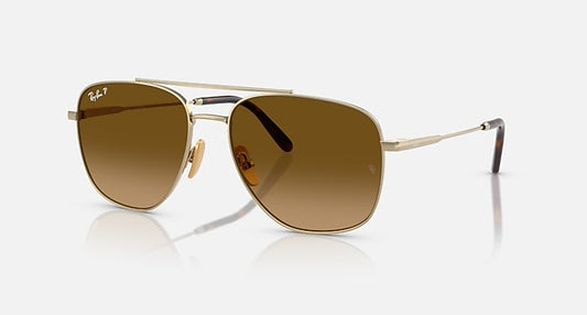 Ray-Ban WILLIAM TITANIUM Arista Gold with Brown Gradient Polarized Gradient lenses - Quarter
