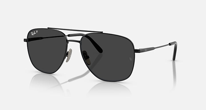 Ray-Ban WILLIAM TITANIUM Black with Polarized Black Solid Color lenses - Quarter