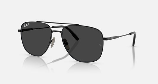 Ray-Ban WILLIAM TITANIUM Black with Polarized Black Solid Color lenses - Quarter