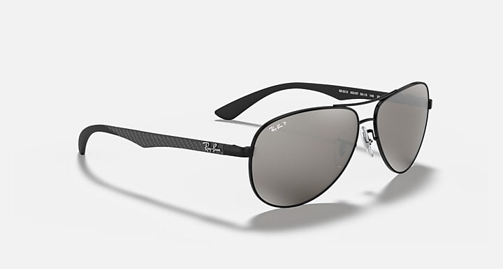 Ray-Ban CARBON FIBRE Black with Grey Polarized Solid Color - Mirror lenses - Alternative