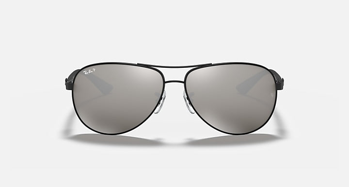 Ray-Ban CARBON FIBRE Black with Grey Polarized Solid Color - Mirror lenses - Front