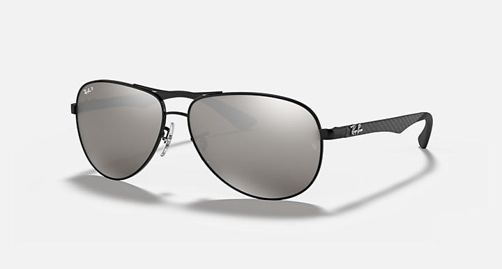 Ray-Ban CARBON FIBRE Black with Grey Polarized Solid Color - Mirror lenses - Quarter
