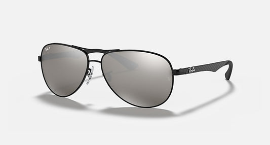 Ray-Ban CARBON FIBRE Black with Grey Polarized Solid Color - Mirror lenses - Quarter
