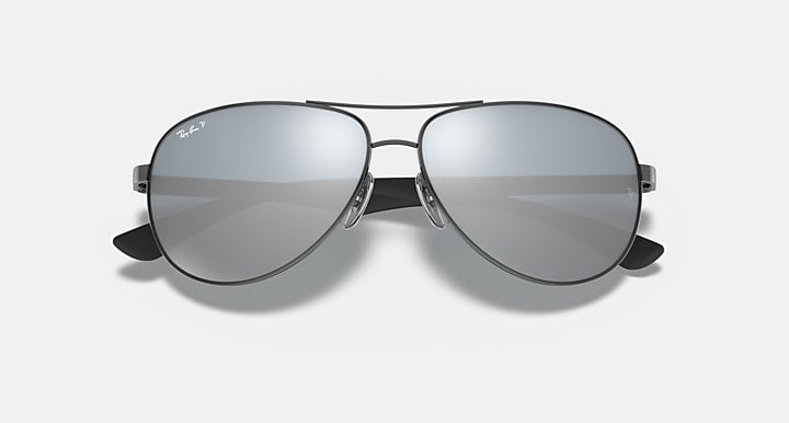 Ray-Ban CARBON FIBRE Gunmetal with Silver Polarized Solid Color - Mirror lenses - Closed Front