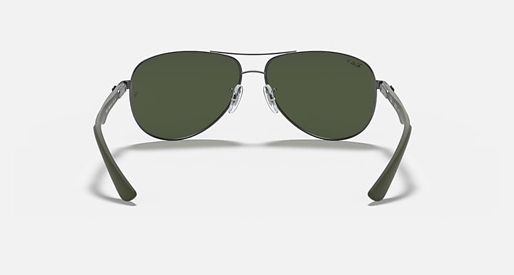 Ray-Ban CARBON FIBRE Gunmetal; Grey with G-15 Green Polarized Solid Color lenses - Back