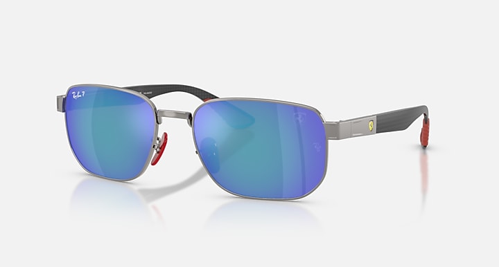 Ray-Ban RB8329M SCUDERIA FERARRI COLLECTION POLARIZED+ LENSES Gunmetal; Matte Gunmetal with Polarized Grey Mirror Blue Polarized+ lenses - Quarter