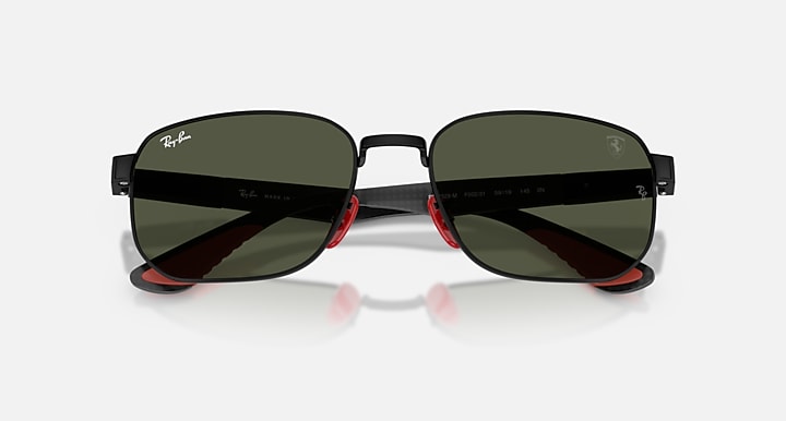 Ray-Ban RB8329M SCUDERIA FERARRI COLLECTION Matte Black with Green Solid Color lenses - Closed Front