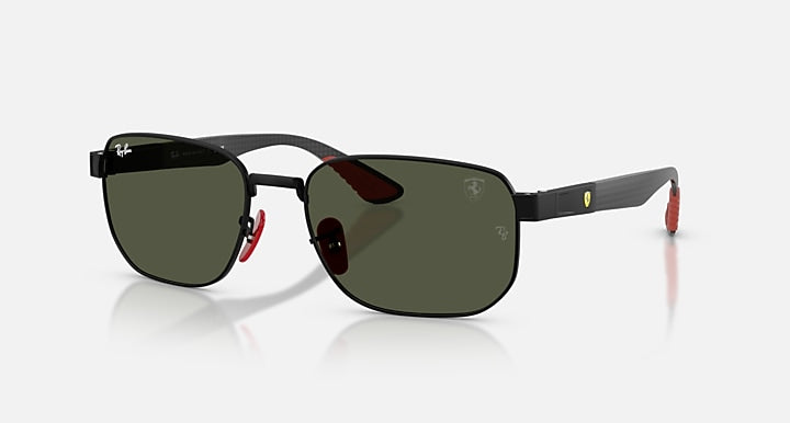 Ray-Ban RB8329M SCUDERIA FERARRI COLLECTION Matte Black with Green Solid Color lenses - Quarter