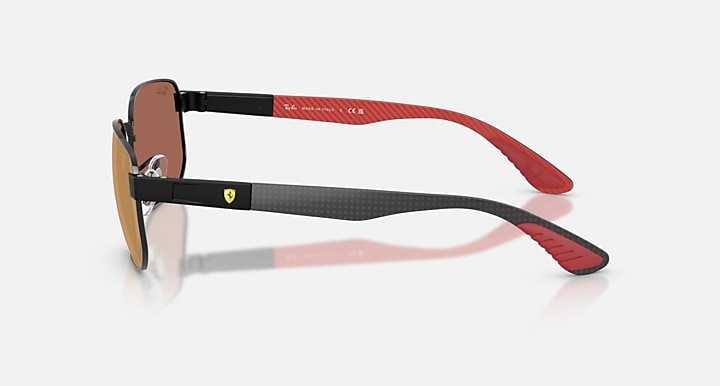 Ray-Ban RB8329M SCUDERIA FERRARI COLLECTION Black with Brown Mirror Dark Red Solid Color - Mirror lenses - Lateral