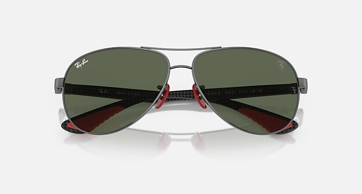 Ray-Ban RB8331M SCUDERIA FERRARI COLLECTION Gunmetal; Dark Carbon with Dark Green Solid Color lenses - Closed Front