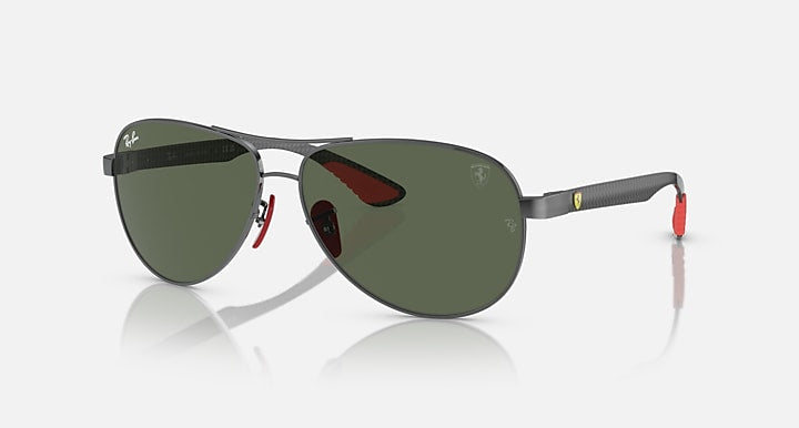 Ray-Ban RB8331M SCUDERIA FERRARI COLLECTION Gunmetal; Dark Carbon with Dark Green Solid Color lenses - Quarter