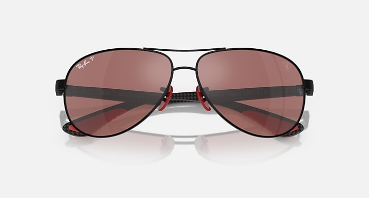 Ray-Ban RB8331M SCUDERIA FERRARI COLLECTION POLARIZED+ LENSES Black; Dark Carbon with Purple & Silver Polarized Polarized+ lenses - Closed Front