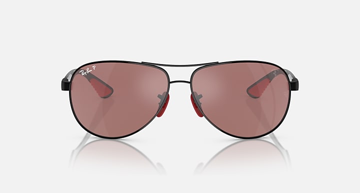 Ray-Ban RB8331M SCUDERIA FERRARI COLLECTION POLARIZED+ LENSES Black; Dark Carbon with Purple & Silver Polarized Polarized+ lenses - Front