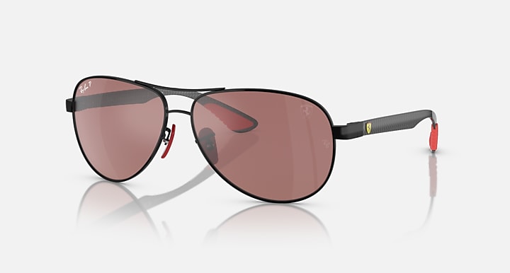 Ray-Ban RB8331M SCUDERIA FERRARI COLLECTION POLARIZED+ LENSES Black; Dark Carbon with Purple & Silver Polarized Polarized+ lenses - Quarter