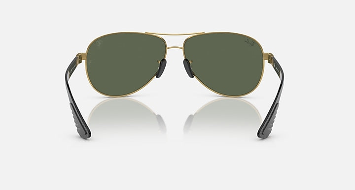 Ray-Ban RB8331M SCUDERIA FERRARI COLLECTION Arista Gold; Dark Carbon with Dark Green Solid Color lenses - Back