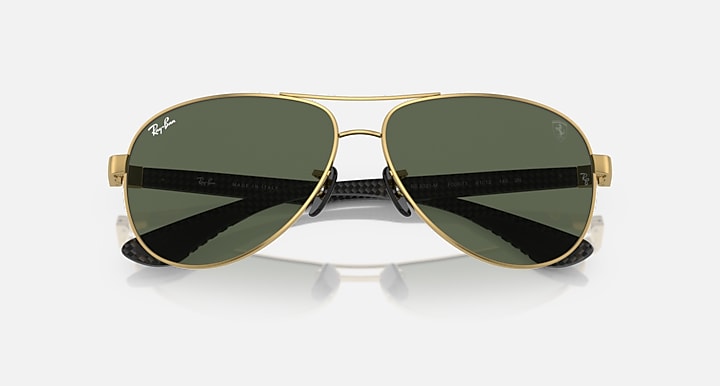 Ray-Ban RB8331M SCUDERIA FERRARI COLLECTION Arista Gold; Dark Carbon with Dark Green Solid Color lenses - Closed Front