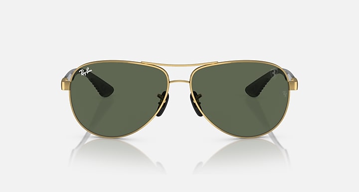 Ray-Ban RB8331M SCUDERIA FERRARI COLLECTION Arista Gold; Dark Carbon with Dark Green Solid Color lenses - Front