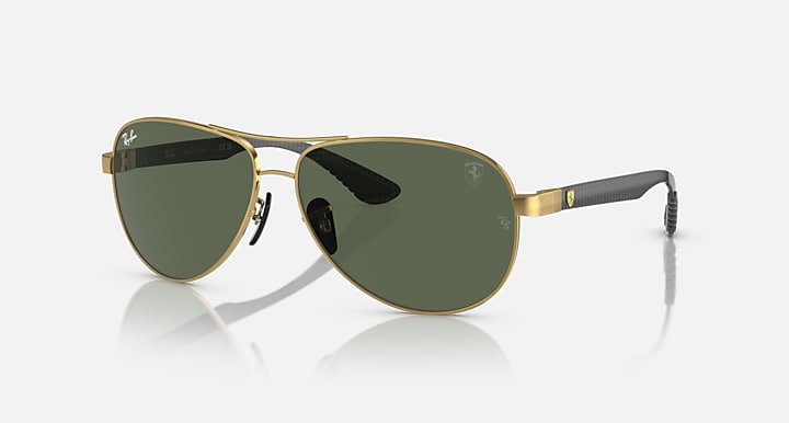 Ray-Ban RB8331M SCUDERIA FERRARI COLLECTION Arista Gold; Dark Carbon with Dark Green Solid Color lenses - Quarter