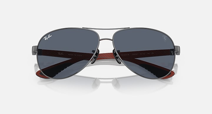 Ray-Ban SCUDERIA FERRARI LAS VEGAS LTD Gunmetal; Allutex Grey & Red with Dark Grey Solid Color lenses - Closed Front