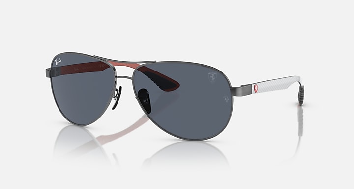 Ray-Ban SCUDERIA FERRARI LAS VEGAS LTD Gunmetal; Allutex Grey & Red with Dark Grey Solid Color lenses - Quarter