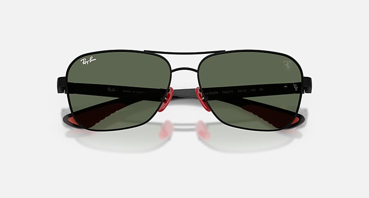 Ray-Ban RB8336M SCUDERIA FERRARI COLLECTION Matte Black; Dark Carbon with Dark Green Solid Color lenses - Closed Front