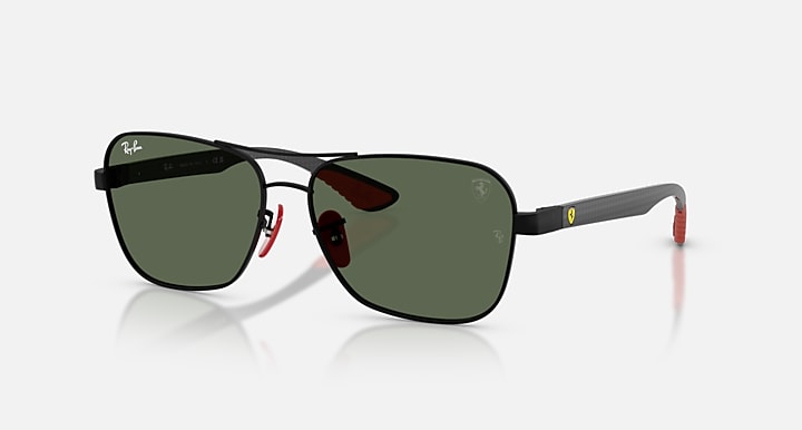 Ray-Ban RB8336M SCUDERIA FERRARI COLLECTION Matte Black; Dark Carbon with Dark Green Solid Color lenses - Quarter