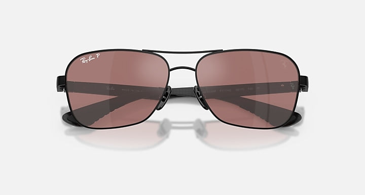 Ray-Ban RB8336M SCUDERIA FERRARI COLLECTION POLARIZED+ LENSES Black; Dark Carbon with Purple Mirror Silver Polarized+ Polarized+ lenses - Closed Front