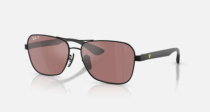 Ray-Ban RB8336M SCUDERIA FERRARI COLLECTION POLARIZED+ LENSES Black; Dark Carbon with Purple Mirror Silver Polarized+ Polarized+ lenses - Quarter