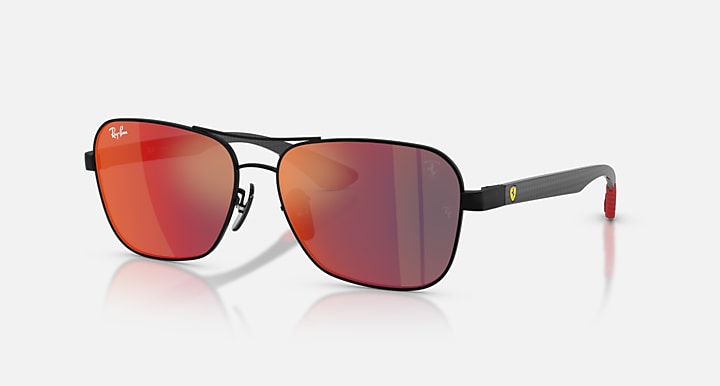 Ray-Ban RB8336M SCUDERIA FERRARI COLLECTION Matte Black; Dark Carbon with Dark Grey Mirror Blue/Red Solid Color - Mirror lenses - Quarter