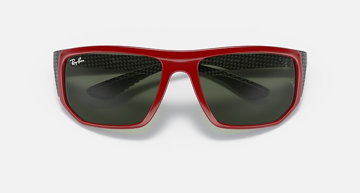Ray-Ban RB8361M SCUDERIA FERRARI COLLECTION Red; Black with Dark Green Solid Color lenses - Closed Front