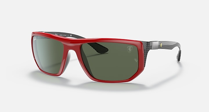 Ray-Ban RB8361M SCUDERIA FERRARI COLLECTION Red; Black with Dark Green Solid Color lenses - Quarter