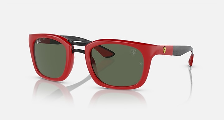 Ray-Ban RB8362M SCUDERIA FERRARI COLLECTION Red; Dark Carbon with Dark Green Solid Color lenses - Quarter