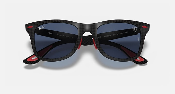 Ray-Ban RB8395M SCUDERIA FERRARI COLLECTION Black with Dark Blue Solid Color lenses - Closed Front