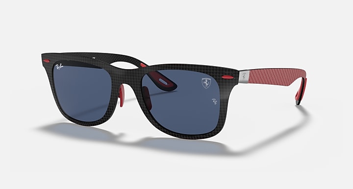 Ray-Ban RB8395M SCUDERIA FERRARI COLLECTION Black with Dark Blue Solid Color lenses - Quarter