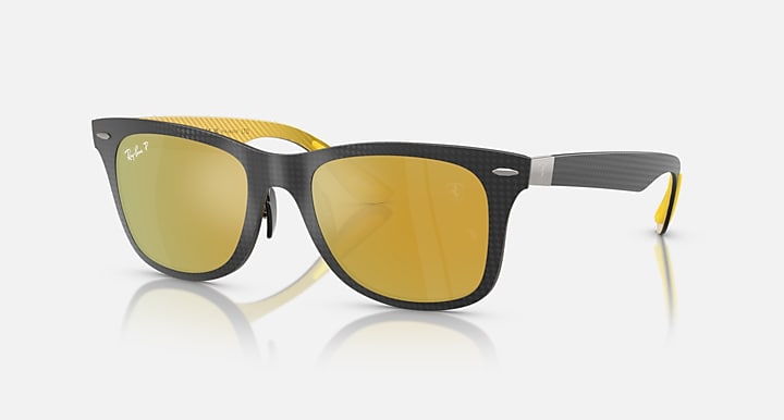 Ray-Ban SCUDERIA FERRARI MONZA LTD Dark And Yellow Carbon with Brown Gold Polarized+ Polarized+ lenses - Quarter