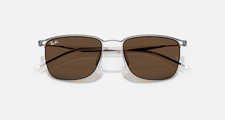 Ray-Ban RB8550 Gunmetal with Dark Brown Solid Color lenses - Closed Front