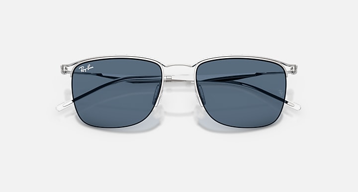 Ray-Ban RB8550 Silver with Blue Solid Color lenses - Closed Front