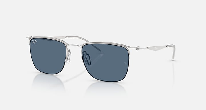 Ray-Ban RB8550 Silver with Blue Solid Color lenses - Quarter