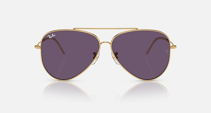 Ray-Ban AVIATOR REVERSE Arista Gold with Violet Solid Color lenses - Front