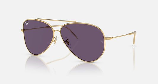 Ray-Ban AVIATOR REVERSE Arista Gold with Violet Solid Color lenses - Quarter