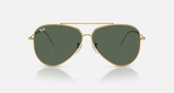 Ray-Ban AVIATOR REVERSE Arista Gold with G-15 Green Solid Color lenses - Front